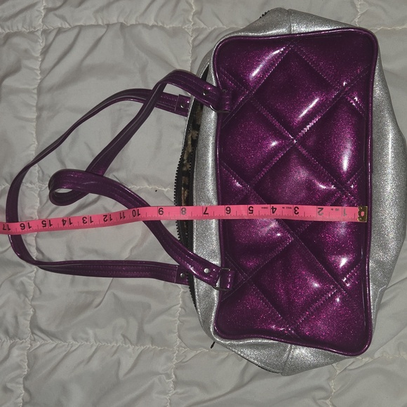 2000s Trophy Queen GlamRockPurple and Silver Glitter Bag - Picture 3 of 5